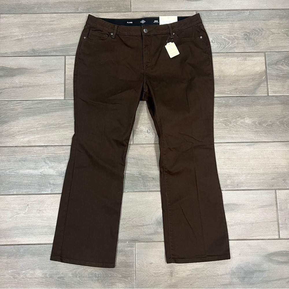 NWT! St. John’s Bay Brown Flare Bottom Mid Rise Cotton Pants Women’s US 20W